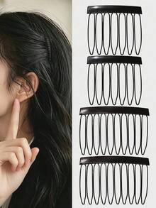 8/4/2/1pc Practical Invisible Hair Clips, Seamless Hair Combs, Side High Crown Hair Volumizing Tool, Small Hair Clips For Bangs And Loose Hair - Black - View 10