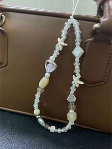 Simple White Bowknot Mobile Phone Case Lanyard Pendant, Short And Convenient, Suitable For All Mobile Phones, Cameras, With Chain And Rope, Handheld, Wrist Strap, Anti-Lost, Shockproof, For Women Gifts For Mother, Family, Friends, Birthday, Holiday Phone Charm, Phone Chain - White Starfish Shell Chain - View 5