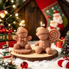 Christmas Gingerbread Man Scented Candle, Cute Shaped Desktop Atmosphere Decor, Holiday Party Favor, Home Desktop Atmosphere Decoration, Christmas Themed Desktop Ornament, Christmas Atmosphere Scene Prop - Gingerbread Man Scented Candle - View 4