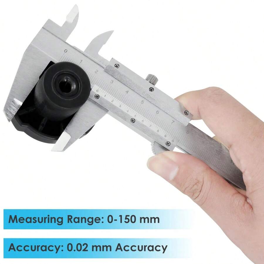 High Precision 0‑150mm Vernier Caliper, Clear Scale Stainless Steel Measuring Tool, 0.02mm Accuracy, With Storage Box, For Engineering Model Making Home Workshop Daily Measuring Tasks