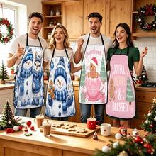 4pcs Christmas, Santa Claus, Bell, Snowflake, Reindeer, Christmas Tree, Snowman, Penguin, Gingerbread Man, Nutcracker, Christmas Animal Pattern Aprons, Suitable For Home Decor And Kitchen Use. Designed As Sleeveless Style, Perfect For Home Kitchen, Outdoor BBQ Cooking. This Printed Apron Is Unisex, Machine Washable And Reusable, Essential Kitchen Supplies, Top Choice For Christmas Gifts. - Multicolor - View 8