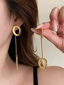 1 Pair Minimalist Metal Geometric Round Hoop Earrings, Travel Jewelry Accessories For Women - Multicolor - View 3