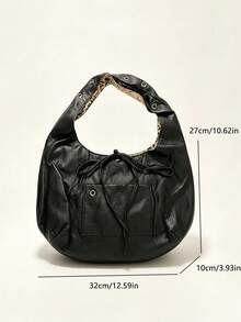Korean Niche Design Large Capacity Fabric Shoulder Bag, Ultra Lightweight, Short Trip, Travel, Commute, Daily Outing, Shopping, Handheld Tote Bag For Women - Black - View 8