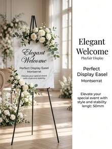 1pc Gold Foldable Floor Easel Stand, Gold Tripod, Suitable For Hanging Signs, Painting Supplies, Wedding Decor, Wedding Signs And Poster Welcome Boards, Large Adjustable Metal Floor Easel Tripod With Gold Base - Easel - View 1