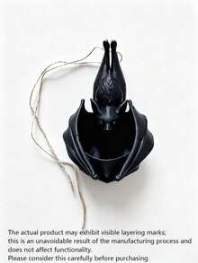 1pc Bat Shaped Hanging Planter, Gothic Halloween Style Hanging Flower Pot Rack, Black Bat Hanging Basket Vase, Suitable For Succulents And Vines, Applicable For Indoor And Outdoor Decoration, Home Decor, Garden Ornament - View 4