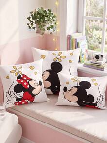 Disney 1/2件裝迪士尼枕套/靠墊套（不含內芯），單面印花，多用途，透氣防起球，舒適溫馨，可機洗，適用於沙發與汽車枕頭，房間裝飾，臥室裝飾，秋季居家裝飾 - 彩色 - 查看 4