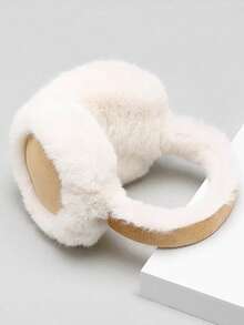 1Pc Fashion Spliced Suede‑Fur Earmuffs, Foldable Thick Warm Winter Earmuffs With Thermal Lining, Suitable For Cycling, Keep Ears Warm Against Cold - Camel - View 3