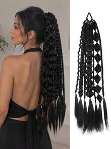 Women's Multi-Strand Braided Ponytail Hair Extensions, Bohemian Lantern Bubble Ponytail Elastic Hair Tie, Easy To Wear, Party Styling Hair Accessory - Multicolor - View 11