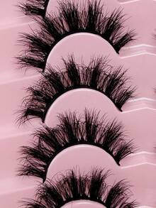 Hinarin 5 Pairs Fluffy False Eyelashes 6D Wispy Soft Faux Mink Lashes Handmade D Curl Strip Lashes Reusable Messy Fake Eyelashes Dramatic Look Long Fake Lashes For Parties And Daily Makeup - Black - View 7