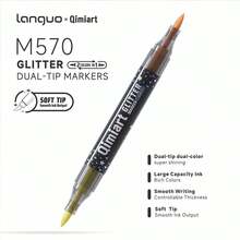 Languo 48/96 Colors Glitter Markers With Drawing Notebook, Dual Soft Tips, Smooth Ink Flow And Rich Vibrant Colors, Suitable For Bullet Journal, Diary, Scrapbooking, Card Making, Illustration, Ideal For Students, Teenagers And Art Stationery Enthusiasts - Sets - View 3