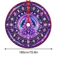 1件紫色極光夢幻星空圖案聖誕樹裙，優雅配色節日裝飾，5種尺寸，中性節日禮物，適合居家與派對聖誕家居裝飾 - 紫極光夢幻星空 - 查看 11