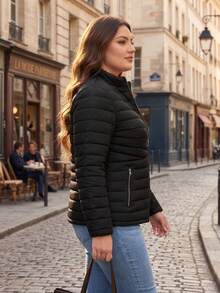 Plus Size Winter Coats - Black - View 5