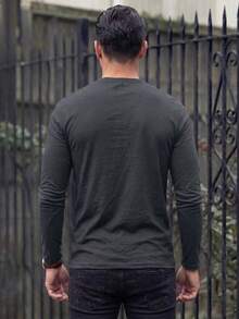 Playera Manga Larga - Marca Impala - Para Hombres - Composición Poliéster 50% Algodón 50% - Cuello Redondo - Estilo Casual Y Urbano - Gris Oscuro - Ver 3