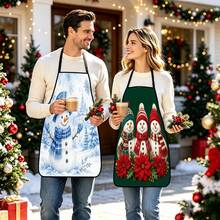 4pcs Christmas, Santa Claus, Bell, Snowflake, Reindeer, Christmas Tree, Snowman, Penguin, Gingerbread Man, Nutcracker, Christmas Animal Pattern Aprons, Suitable For Home Decor And Kitchen Use. Designed As Sleeveless Style, Perfect For Home Kitchen, Outdoor BBQ Cooking. This Printed Apron Is Unisex, Machine Washable And Reusable, Essential Kitchen Supplies, Top Choice For Christmas Gifts. - Multicolor - View 4