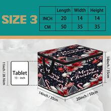 1PC Christmas Storage Box, Bow & Wreath & Christmas Ornament Print Fabric Storage Box With Zipper And Handle, Holiday Decoration Organizer, Suitable For Home Closet Bedroom, 2 Pattern Options - Multi-color - View 15