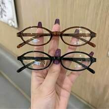 2pcs Women's Vintage Oval Frame Clear Lens Glasses, Y2K Style Computer Glasses, Small Oval Frame Suitable For Daily Street Wear - Multicolor - View 2
