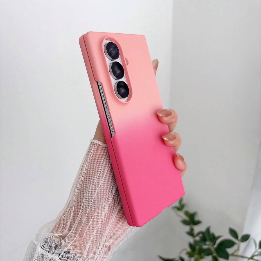 Casing Ponsel Galaxy Z Fold 8 Baru yang Kompatibel, Casing Pelindung Layar Lipat Hard Shell dengan Gradien Matte - Berwarna merah muda - View 1