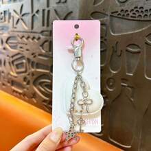 1pc Creative Love Pentagram Keychain Phone Chain Tassel Earphone Bag Small Pendant Suitable For Girls Gift Hanging Decoration,Key Rings - Multicolor - View 5