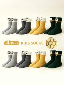 4 Pairs Baby Floor Socks Cartoon 3D Animal Design Soft Sole Indoor Anti-Slip Grip Socks For Boys And Girls, Suitable For Daily Casual Wear - Multicolor - View 5