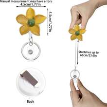 Cute Halloween Rhinestone Flower Badge Reel Retractable ID Card Holder – Swivel Clip Name Tag Keychain For Nurse Teacher Office - Multicolor - View 2