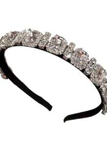 1pc Exquisite Elegant Rhinestone Square Hair Hoop, Headband, Hair Tie, Hair Accessory, Headband, Hair Ornament - Multicolor - View 5