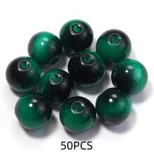 50顆 8mm 仿虎眼石圓珠，光滑表面直孔玻璃珠，多種自然色系，高品質 DIY 珠寶手工材料，適用於手工手鍊、項鍊、串珠工藝與配件 - 仿虎眼石 - 查看 12
