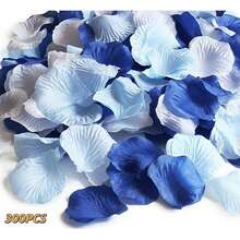 300/600/900pcs Mixed Color Pink & Blue Artificial Rose Petals, DIY Faux Rose Petal Confetti For Wedding, Bride, Party, Proposal, Mother's Day Party Decoration - Blue Mix - View 13