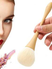 1pc [Faux Wood Color] Peach Pink Nail Dust Brush, Suitable For Nails, Blush, Loose Powder, Makeup, Etc., Ideal Choice For Acrylic Nail Tools. - Maroon - View 7