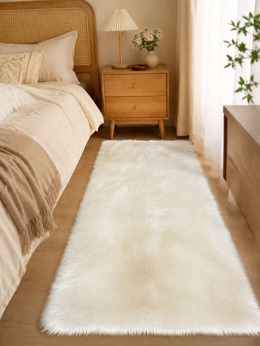 Fluffy Rug Cream White Area Rug,For Bedroom,Living Room,Study,Office,Plush Bedroom Rug,Non-Slip,Shaggy Rug,Faux Fur Rug,Living Room Rug,Bedside Rug,Decorative Rug,Bedroom Decor,Autumn Home Decor,Room Decor,Fall Decor,Fall Home Decor - Creamy White - View 1