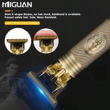 600mAh Electric Shaver, Beard Trimmer, Hair Clipper, Shaving Kit, Men's Razor, Men's Grooming Set, Holiday Gift - Gold - View 8