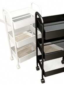 Multi-Layer Movable Storage Cart. Compact Space-Saving Design, Sturdy Plastic Structure, Suitable For Kitchen, Bathroom, Bedroom, Office, Warehouse, Garage - Easy To Assemble, Multi-Functional Multi-Layer Storage Rack, Home Storage Organizer - Multicolor - View 8