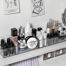 Transparent Cosmetic Storage Box 7-Compartment Deep Makeup Organizer Display Box Lipstick Holder Suitable For Lipsticks, Makeup Brushes, Skincare Products, Lip Gloss, Fits Vanity Countertop And Bathroom Sink - Multicolor - View 10