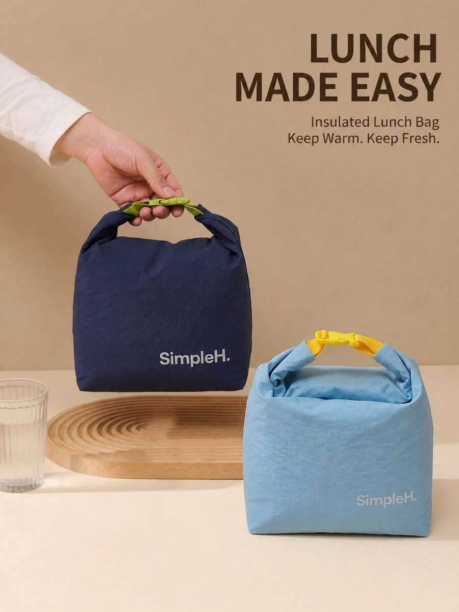 1pc Insulated Lunch Box Bag, Snap Design, Large Capacity Thermal Bento Bag, Handheld Bag With Insulated Lining, Highly Attractive Handheld Lunch Box Bag, Student Lunch Bag, Office Worker Meal Bag - Multicolor - View 1