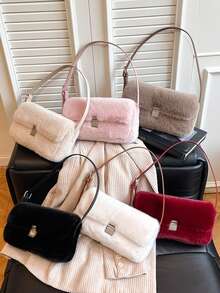 BAILEE A And Avant-Garde Faux Fur Shoulder Bag With A Flip-Cover Zipper Closure, Ideal For Outfit Coordination And A Preferred Gift Option. - Multicolor - View 9
