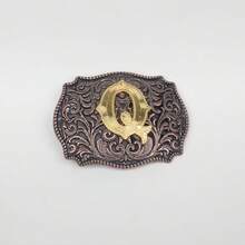 1pc Western Cowboy Style Metal Belt Buckle With Embossed Letter, Vintage Leather Belt Buckle - Bronze - View 25
