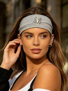 1pc European And American Holiday Punk Style Metal Spider Elastic Hairband, Solid Color Wide Band Headband, Halloween Cosplay Costume Hair Accessory - Multicolor - View 9