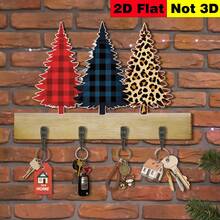 1 buah Gantungan Kunci Kayu Multifungsi Datar 2D, Dekorasi Pohon Natal 2D, Rak Penyimpanan Dinding, Tempat Gantungan Tas & Kunci di Pintu Masuk, Serbaguna - MultiWarna - View 1