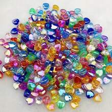 100pcs/Bag Mixed Color Heart Shape Acrylic Beads Colorful Heart Beads Loose Beads For DIY Handmade Bracelet Necklace Phone Chain Decorative Handicrafts Jewelry Making Supplies - Multicolor - View 9