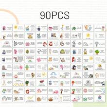 90Pcs Positive Affirmation Cards Cute Cartoon Inspirational Quote Cards Motivational Encouragement Cards For Daily Reflection Self‑Care Desk Decor Gift - Multicolor - View 5