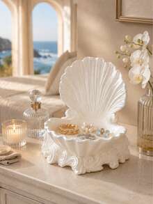 1pc French Pearl Shell Storage Tray, Luxury Jewelry & Cosmetics Organizer, Elegant Vanity Decor, Carved Shell Jewelry Storage Tray, Luxury Cosmetics & Jewelry Dual-Use Decorative Organizer, Vanity Storage, Bathroom Decor, Room Decor - Multicolor - View 7