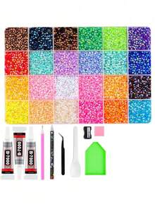 Flat Bottom Rhinestone Set, Multi-Color Handmade Gems Set . Suitable For Diy, Clothing, Shoes Sparkling Jewelry - Colorful Mixed Color Palette, Bedazzler Kit Glue Crafts Book Fabric Decor Nail Art - Multicolor - View 9