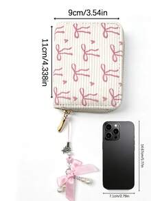 Women's Bowknot Polka Dot Short Card Holder Coin Purse Cute Girly Style Student Portable Small Wallet - White - View 8