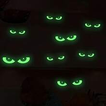 8pcs Glow-In-The-Dark Halloween Window Sticker Set, Luminous Window Decals, Glowing Halloween Night Party Stickers, Removable Fluorescent Halloween Stair Wall Stickers, Reusable Window Decals, Suitable For Home Wall And Window Decoration, Halloween Eye Window Stickers, Halloween Party Decorations - Multicolor - View 6