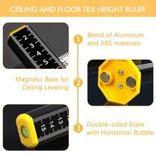 Magnetic Ceiling Leveling Ruler, Aluminum Alloy Equal Height Marking Ruler With Bubble Level, High‑Precision Graduated Scale Measuring Tool For Suspended Ceiling Keel Tile Laying Construction Work - Contour Scale - View 5