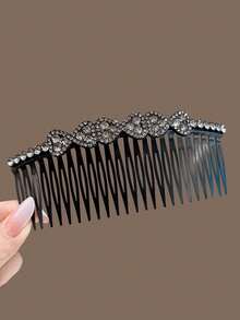 4pcs Shiny Rhinestone Combs, Side Fringe Hair Comb Hair Stick, Hair Taming Tool, Sweet Cute Colorful Bow Rhinestone Textured Comb, Women's Daily Hair Accessories, Suitable For Makeup/Face Washing/Daily Home/Dorm Use - Multicolor - View 4