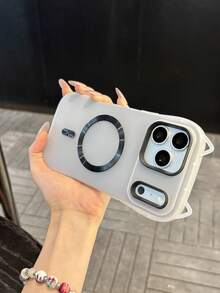 بطانية هاتف بتصميم أذني قطة لطيف، أسلوب عصري نحيف مطفي، هدية عملية للاستخدام اليومي، لأجهزة Apple12 Pro Max,13 Pro Max,14 Pro Max,15,16 Pro Max,17 Pro Max - الأسود - مشاهدة 4
