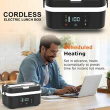 Insulated Lunch Box, Heated Bento Box, Portable Fast Heating Insulated Box, Stainless Steel Meal Box With Storage Bag, With Timer Heating Function, With Digital Display Rechargeable Food Warmer, Suitable For Office, Kitchen, Travel, Home, School, Car, Truck And Outdoor Use - Multicolor - View 4