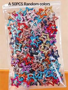 50/20/10pcs Girls Multicolor Cute Five-Point Star Hair Clips BB Clips Hair Accessories Head Clips Back-Of-Head Clips Side Clips Alligator Hair Clips For Daily Use - Multicolor - View 9