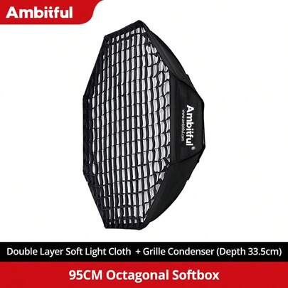 Ambitful FW95 Octagonal Softbox With Grid, Bowens Mount Octagonal Softbox With Honeycomb Grid, Suitable For Studio Flash Photography Lighting