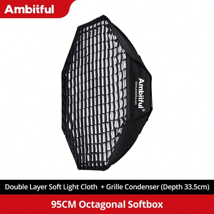 Ambitful FW95 Octagonal Softbox With Grid, Bowens Mount Octagonal Softbox With Honeycomb Grid, Suitable For Studio Flash Photography Lighting - View 1